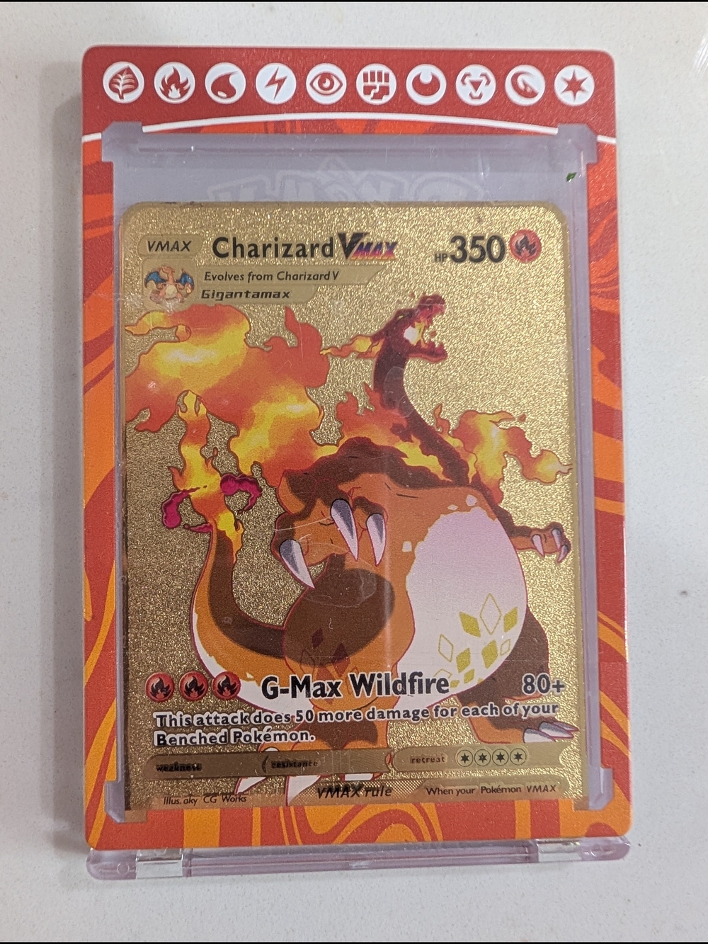Pokemon Charizard VMAX Gold Foil Card - Orange & Gold Artwork